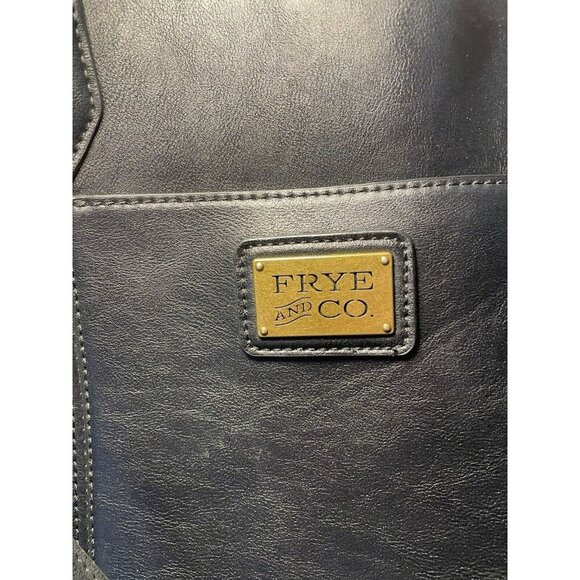 Frye and Co. Core Satchel Large Tote Black Faux Leather Bag - Picture 3 of 16